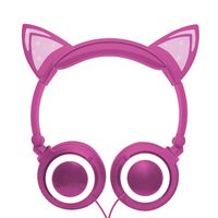 Gabba Goods Premium LED Light Up in The Dark Cat Over The Ear Comfort Padded Stereo Headphones with AUX Cable | Earphones