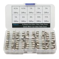 Didamx 200Pcs 5x20mm 0.2A-15A Fast-blow Glass Tube Fuses Quick Blow Car Glass Tube Fuses