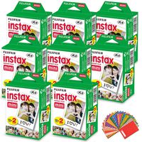 FujiFilm Instax Mini Instant Film 8 Pack (8 x 20) Total of 160 Sheets + 180 Assorted Colorful Mini Photo Stickers for FujiFilm Instax Mini 9 8 7 7s 90 70 50s 25 300 Instant Cameras