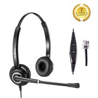Phone Headset with RJ9 for Call Centers Office Telephone with Mic Mute and Volume Control Noise Cancelling Microphone for Avaya Nortel Bianural Corded