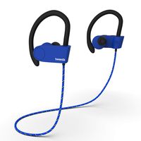 Tweedz Sport Bluetooth Wireless Earbuds with Microphone - Durable Earphones with Runners Earhook and Nylon Wrapped Lanyard (Blue)