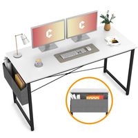 Cubiker Computer Desk 55" Home Office Writing Study Desk, Modern Simple Style Laptop Table with Storage Bag, White