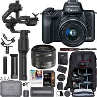 Canon EOS M50 Mirrorless 4K Camera 2680C011 Black Filmmaker's Kit with EF-M 15-45mm Lens + DJI Ronin-S Essentials Kit 3-Axis Handheld Gimbal Stabilizer Bundle + Deco Photo Backpack + 64GB + Software