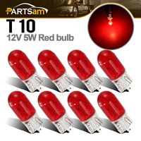 Partsam 8pcs 194 168 Miniature Halogen Bulbs Red Glass Side Marker Red Light RV Camper 12V 5W