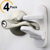Improved Childproof Door Lever Lock 4-Pack Prevents Toddlers From Opening Doors. Easy One Hand Operation for Adults. Durable ABS with 3M Adhesive Backing. Simple Install, No Tools Needed (White, 4)