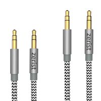 2 Pack 3.5mm Stereo Audio Cable Extension Male to Male Nylon Braided 3ft/1.2m Zerist Tangle-Free AUX Cable for Headphones, iPods, iPhones, iPads, Home/Car Stereos and More (Black)