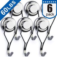 Swivel Swing Magnetic Hooks,Strong Heavy Duty Neodymium Magnet Hooks - Great for Your Refrigerator and Other Magnetic Surfaces - Pack of 6