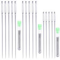 Large Eye Hand Sewing Needles (15 Pcs) - 2 Sizes (2.4", 2") and 3 Clear Storage Tubes