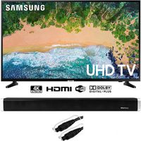 Samsung UN50NU6900 50" NU6900 Smart 4K UHD TV (2018) with Sound Bar Bundle Includes, Vivitar 24-Inch Wall Mountable Wireless Bluetooth Soundbar and Monoprice 6ft Optical Toslink 5.0mm OD Audio Cable