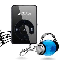 zhuygba MP3 Player Compact and Portable Music Media Player with Fashion Clip SD TF Mirror MP3(no Memory) for Sport Runing Earbud Headphones,Black