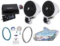 (2) Kicker 40PSM32 PSM3 Motorcycle/ATV/UTV/Cart Speakers+Bluetooth Amp+Wires
