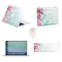 TOP CASE - 5 in 1 Omni Bundle Graphics Matte Hard Case, Keyboard Cover, Screen Protector, Mouse and Sleeve Compatible MacBook Pro 13" with Retina (Release 2012-2015) A1425 / A1502 - Pink Hyacint