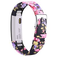 AK Bands Compatible with Fitbit Alta HR Bands, Genuine Leather Adjustable Comfortable Wristbands for Fitbit Alta HR/Fitbit Alta (Floral Pink)