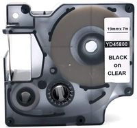 Black on Clear Label Tape Compatible for DYMO D1 45800 S0720820 3/4" x 23' (19mm x 7m)