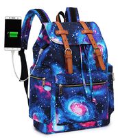School Backpack Women Men College Bookbag Lady Travel Rucksack 15.6Inch Laptop Bag (Galaxy Blue-USB)