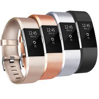 Tobfit 4 Pack Sport Bands Compatible with Fitbit Charge 2 Bands, Replacement Wristbands for Women Men Small/Large (Black/Champagne/Rose Gold/Silver, Small)