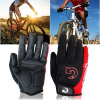 GEARONIC Cycling Shockproof Foam Padded Sports Full Finger Short Gloves(Red XXL 9"-9.5")
