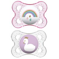 MAM Clear Collection Pacifiers (2 pack, 1 Sterilizing Pacifier Case), MAM Pacifier 0-6 Months, Baby Girl Pacifier, Best Pacifier for Breastfed Babies