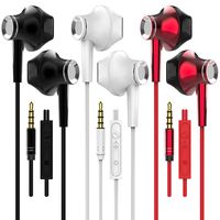 YENIE Wired Earphones with Microphone, Full Metal Earbuds in Ear with Mic 3.5mm Jack, Hi Res Stereo Deep Bass Headphones for iPhone Android Smartphones MP3 Players (3 Mixed Color)