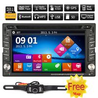 6.2Inch Universal GPS Navigation HD 800*480 Digital Touchscreen Double 2DIN Car Radio Stereo DVD Player Bluetooth iPod MP3 Player Headunit Analog TV + Free 8GB Map Card + HD Rearview Camera