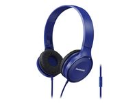 PANASONIC Lightweight Headphones with Microphone, Call Controller and 3.9 ft Audio Cord Compatible with iPhone, BlackBerry, Android - RP-HF100M-A - On-Ear Headphones (Blue)