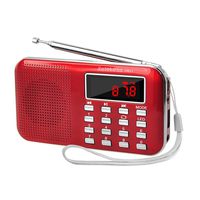Retekess PR11 AM FM Radio Portable Digital Radio MP3 Music Player Speaker with Flashlight Support TF Card AUX Input USB Disk (Red)