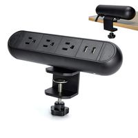 Desktop Edge Power Socket with 2 USB 3 AC Outlet Ports, Desktop Clamp Power Strip, Aluminum Fireproof Power Board,Removable Desktop Multi-function Socket,with 6.5 Ft Long Free to Move for Home, Office