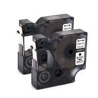 Compatible Standard Laminated Label Tape Replacement for DYMO LabelManager 45013 Black on White Labels 12mm 7m (1/2" 23ft) (2 Pack)