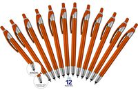 12 Pack Orange Stylus with Ball Point Pen for iPad Mini, iPad 2/3, new iPad, iPhone 5 4S 4 3GS, iPod Touch, Motorola Xoom, Xyboard, Droid, Samsung Galaxy Asus (12 Pack Orange)