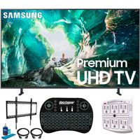 Samsung UN82RU8000 82" RU8000 LED Smart 4K UHD TV with 1 Year Warranty (2019 Model)(Renewed) Flat Wall Mount Bundle with Deco Gear 2.4GHz Wireless Keyboard Smart Remote and 6-Outlet Surge Protector