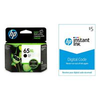 HP 65XL Ink | 1 Black Ink Cartridge | Plus $5 Instant Ink Prepaid Code