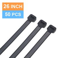 Cable Ties Heavy Duty 26 Inch,0.35 Inch/9mm Width, 50 Pieces, Strong Black Zip Ties with 200 Pounds Tensile Strength, Long Durable Nylon Black tie(50)
