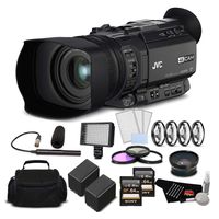JVC GY-HM170UA Ultra 4K HD CAM Compact Professional Camcorder Top Handle Audio Unit Bundle Memory Card, JVC XLR Microphone, More