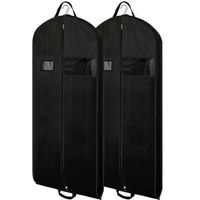 Zilink Black Garment Bags Suit Bags for Travel 54 inch Breathable Dresses Cover Bag with Gusseted, Clear Window and ID Card Holder for Suit, Coat, Dress,Set of 2