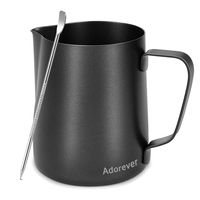 Milk Frothing Pitcher 600ml/20oz Steaming Pitchers Stainless Steel Milk Coffee Cappuccino Latte Art Barista Steam Pitchers Milk Jug Cup with Decorating Art Pen, Black
