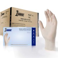 1st Choice Exam Ivory Latex Gloves - Powder Free, Textured, Non-Sterile, 1ELL (Large - Case of 1000)