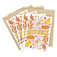 Hallmark Pack of Thanksgiving Cards, Thinking of You (4 Cards with Envelopes)