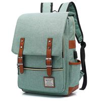UGRACE Vintage Laptop Backpack with USB Charging Port, Elegant Water Resistant Travelling Backpack Casual Daypacks School Shoulder Bag for Men Women, Fits up to 15.6Inch Macbook in Green