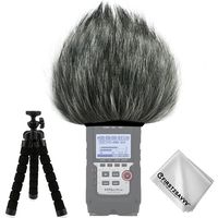 First2savvv Outdoor Portable Digital Recorders Furry Microphone Mic Windscreen Wind Muff for Zoom H4n Pro + mini tripod + Suede cleaning cloth TM-H4NPRO-A01TZ3