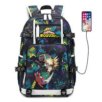 My Hero Academia Anime Boku no Hero Academia Cosplay Backpack Daypack Bookbag Laptop School Bag with USB Charging Port (Color 6B)