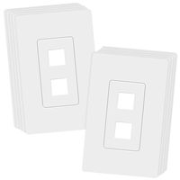 TOPGREENER 2 Port Keystone Jack RJ45 Screwless Wall Plate, Cat7 Cat6 Cat5 Compatible, Size 1-Gang 4.69" x 2.93", Ports .60" x 50", Polycarbonate Thermoplastic, SI8872-10PCS, White (10 Pack)