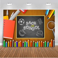 Mehofoto Back to School Backdrop Blackboard Pencil Book Photography Background 7x5ft Vinyl Back to School Themed Party Backdrops Banner