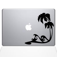 The Decal Guru Beach Wave Decal Vinyl Sticker, 15" MacBook Pro (2015 & Older Models), Black (1449-MAC-15P-BLA)