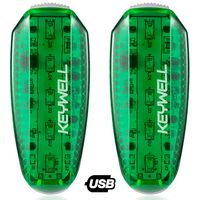 KEYWELL USB Rechargeable LED Safety Lights (2 Pack) - Clip on Strobe Running Lights for Runners, Joggers,Walkers,Kids,Dogs,Bike Tail Lights - High Visibility Accessories for Reflective Gear (Green)