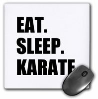 3dRose Eat Sleep Karate Martial Art Enthusiast Gift Black Text Typography Mouse Pad (mp_180415_1)