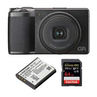 Ricoh GR III Premium Compact Digital Camera with Spare Original DB-110 Battery and 64GB Extreme PRO SD Card (3 Items)