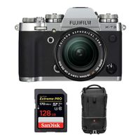 Fujifilm X-T3 Mirrorless 4K Digital Camera with 18-55mm Lens (Silver) with Manfrotto Advanced Tri Camera Backpack Accessory Bundle