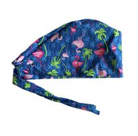 Grace N May Women's Front Fold Tie Back Scrub Cap Surgical Cap Navy Flowers (Woman Flamingo)