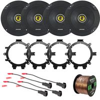 4X Kicker CSC654 600-Watt 6.5" 2-Way Black Car Speakers with Enrock Speaker Mounting Brackets and Wire Harness for Select 1996-2009 GM Full Size SUV Car Vehicles, and Enrock 16 Gauge Speaker Wire