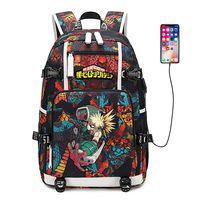 My Hero Academia Anime Boku no Hero Academia Cosplay Backpack Daypack Bookbag Laptop School Bag with USB Charging Port (Color 6A)
